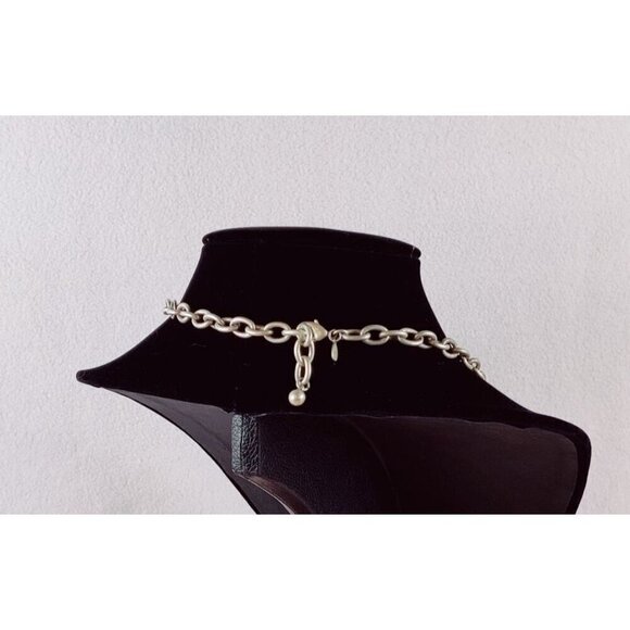 Premier Designs Silver Coker Necklace Exotic Reptile Enprint Tribal Double Sided - Picture 5 of 15